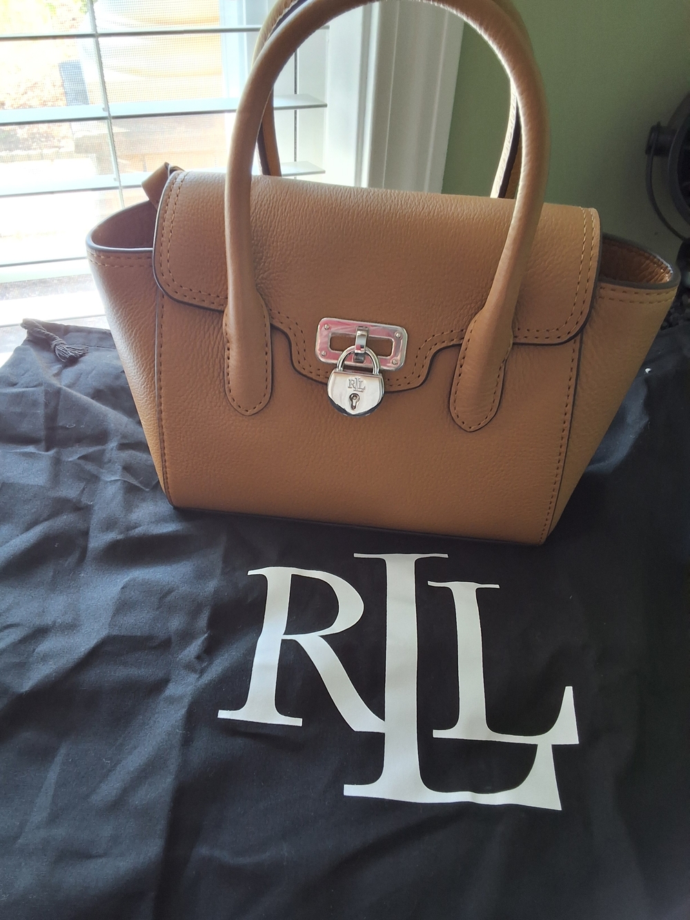 Lauren Ralph Lauren Tanner Small Satchel Leather Crossbody Bag Brown New
